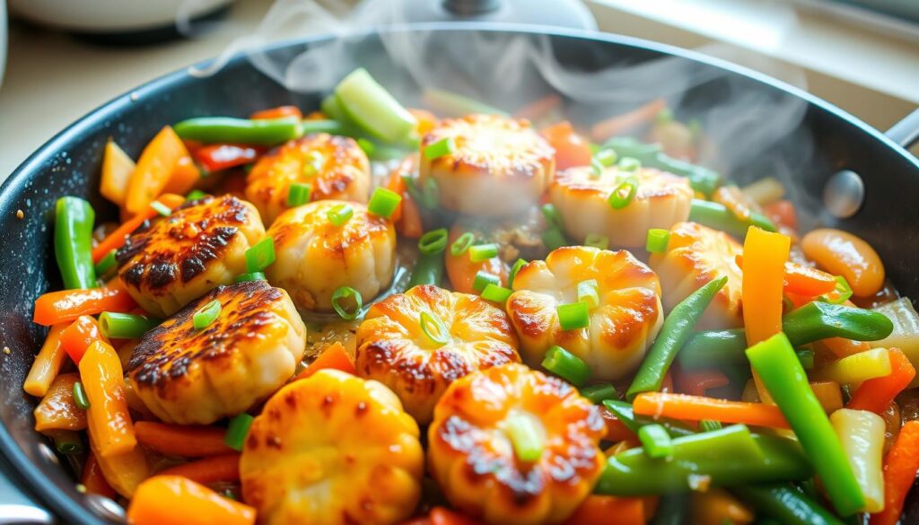 Fishcakes and Scallops Stir Fry Recipe