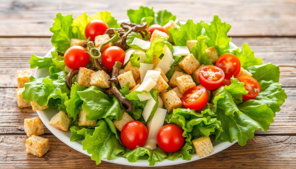 Fresh ingredients for best caesar salad recipe