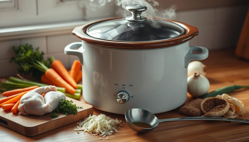 Slow Cooker Chicken Soup Preparation