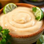 A creamy, tangy fish taco sauce made with mayonnaise, sour cream, lime juice, and spices, perfect for drizzling over fish tacos.